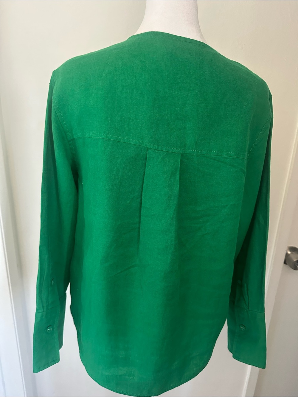 Everlane Emerald Green Linen Popover Shirt - Size Small Like New - Picture 7 of 8